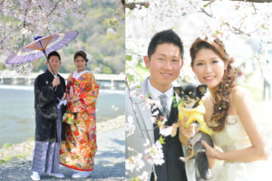 和装と洋装の婚礼写真