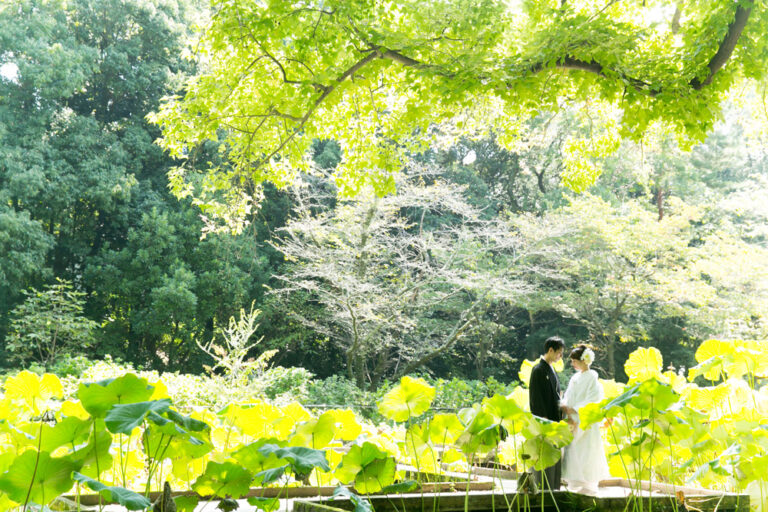 京都の新緑で結婚式の前撮り