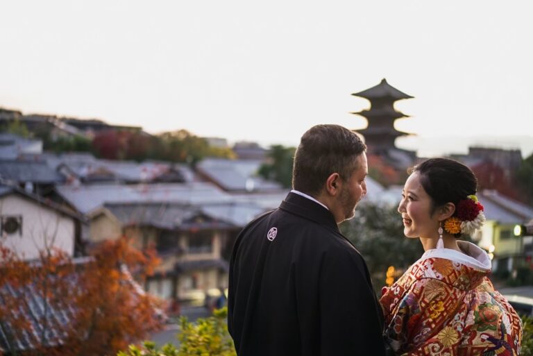 京都の五重塔で和装婚