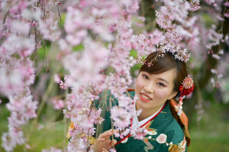 京都の桜で成人式の前撮り