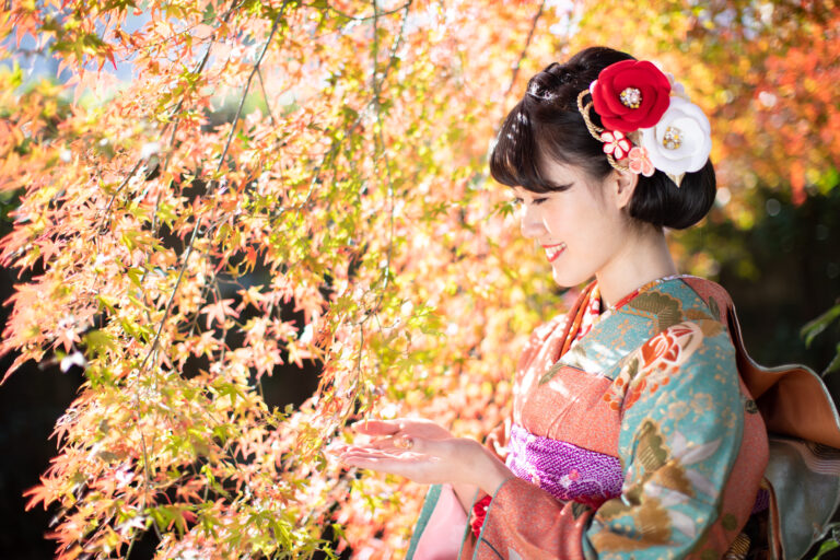 京都の紅葉で前撮り