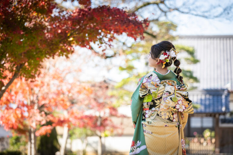 京都の紅葉と振袖で前撮り