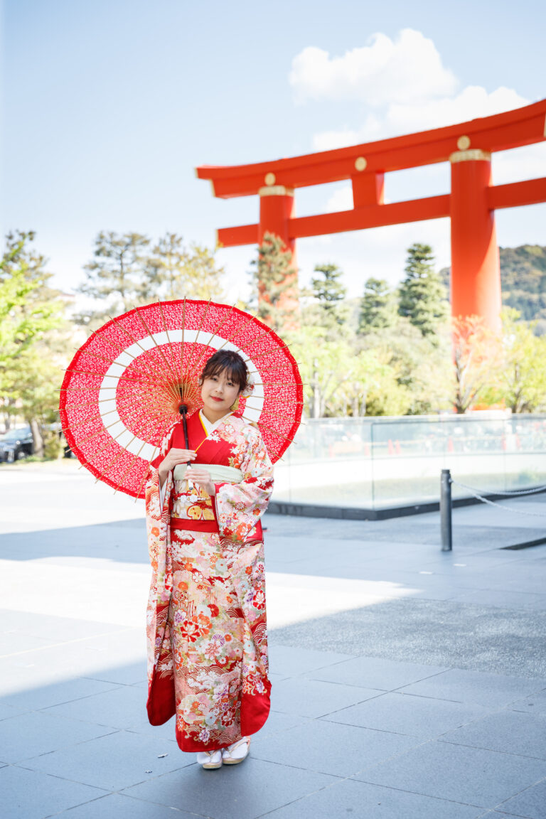 京都の神社で成人式の前撮り撮影